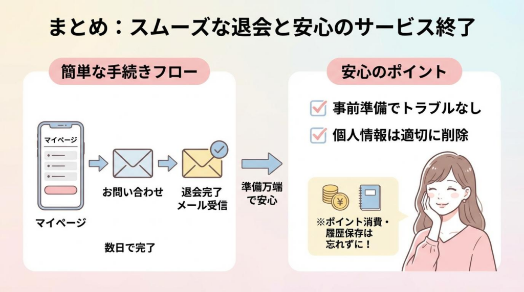 電話占いヴェルニの退会手順と事前準備のポイントをまとめた図解
