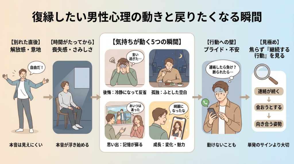 復縁したい男性心理の流れと戻りたくなる瞬間を整理した図解