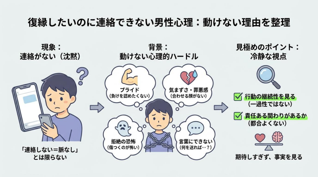 復縁したいのに連絡できない男性心理と脈なしと決めつけない見極めポイント