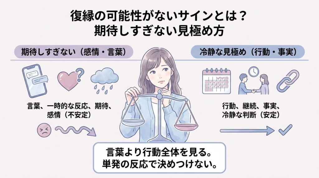 復縁の可能性がないサイン5つを連絡拒否や無関心など元彼の行動で整理した図解