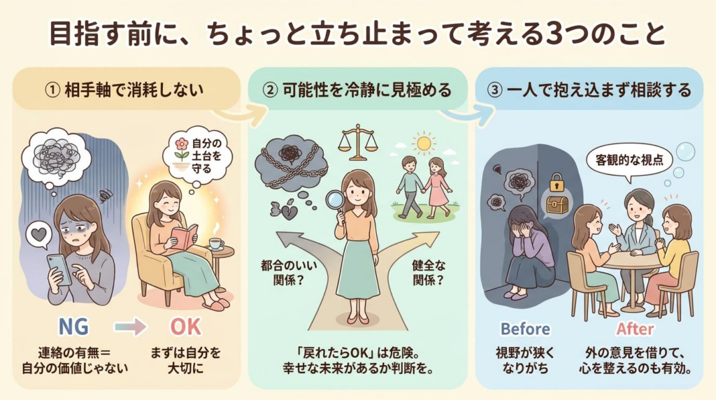 もう一度連絡したくなる女性を目指す前に考えたい3つのことをまとめた図解