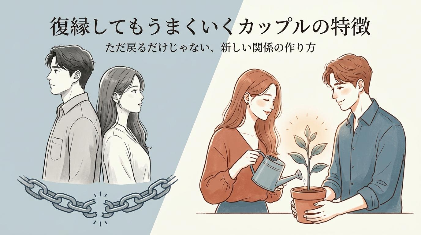 復縁してもうまくいくカップルの特徴と新しい関係の作り方を表したアイキャッチ画像