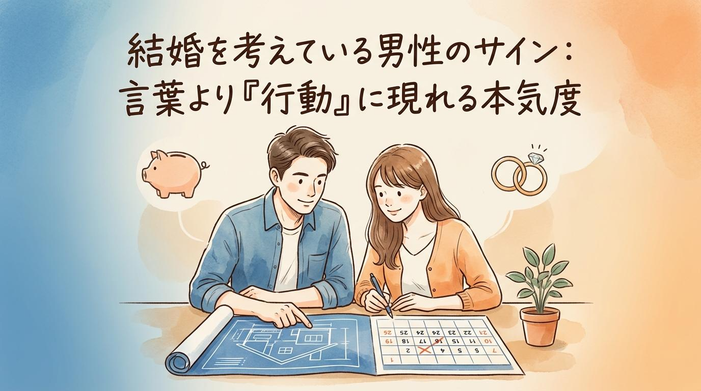 結婚を考えている男性のサインは言葉より行動に本気度が表れることを表したアイキャッチ画像