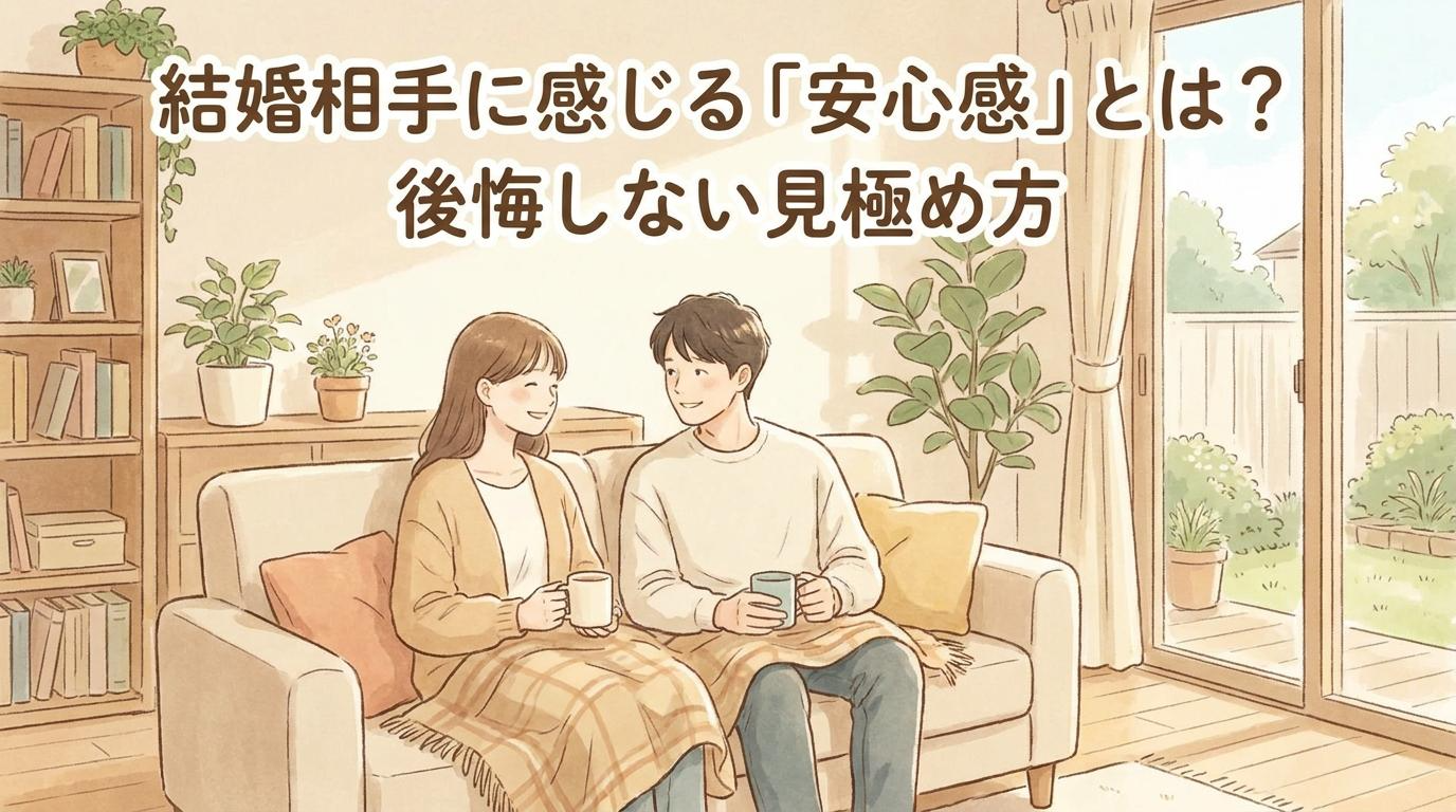 結婚相手に感じる安心感とは何かを表す、穏やかに過ごす男女のアイキャッチ画像