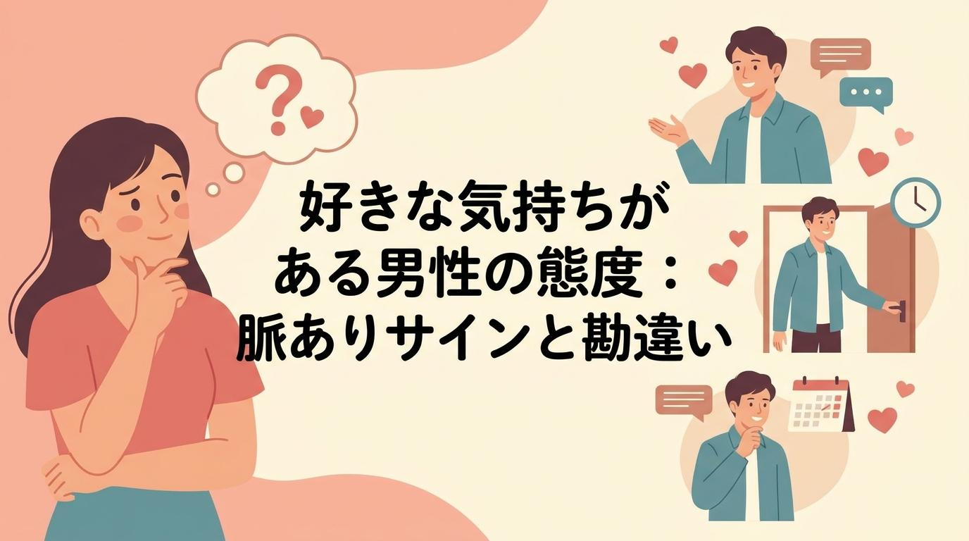 好きな気持ちがある男性の態度と脈ありサインを考える女性のイラスト