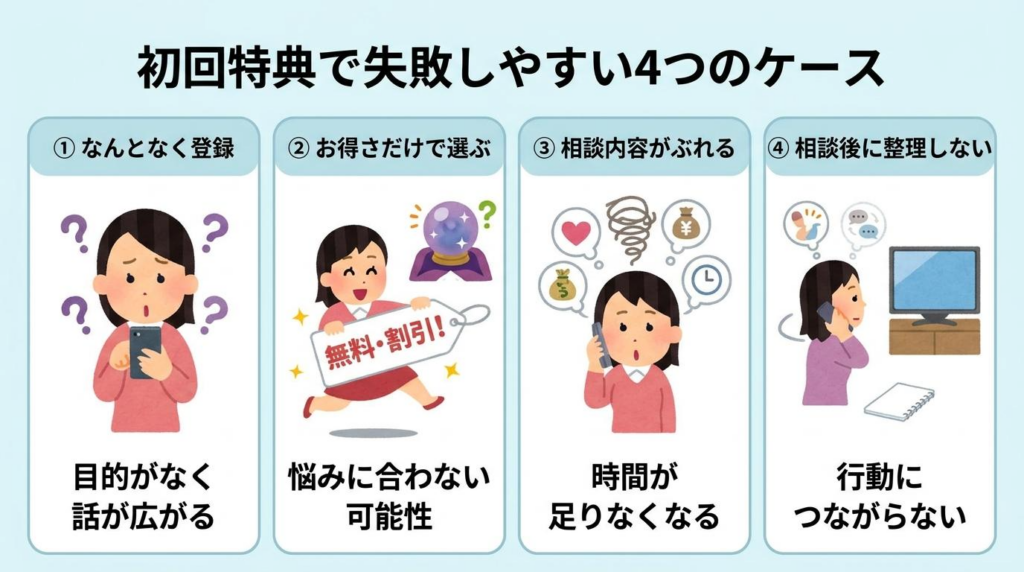 電話占いの初回特典で失敗しやすい4つのケース