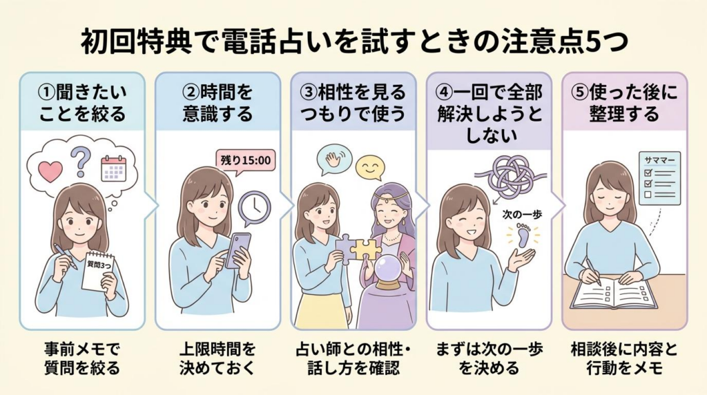 初回特典で電話占いを試すときの注意点5つ