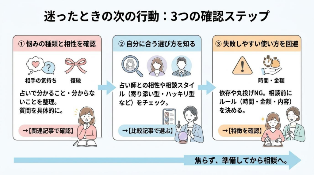 電話占いが向いている悩みか迷ったときの3つの確認ステップ