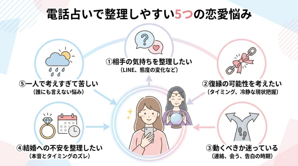 電話占いで整理しやすい5つの恋愛悩み
