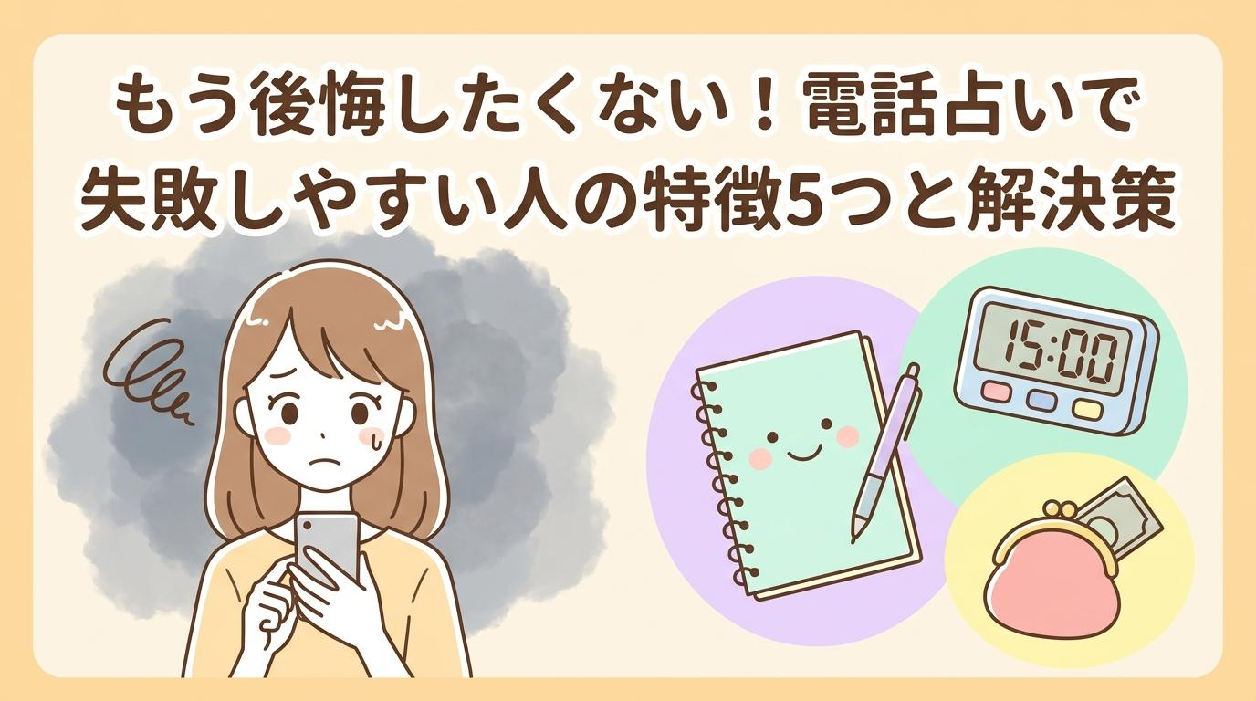 電話占いで失敗しやすい人の特徴5つと後悔しない使い方を解説したアイキャッチ画像