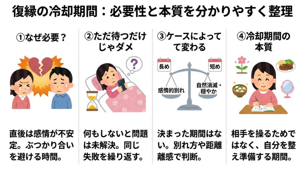 復縁の冷却期間が必要な理由と本質を4つに整理した図解