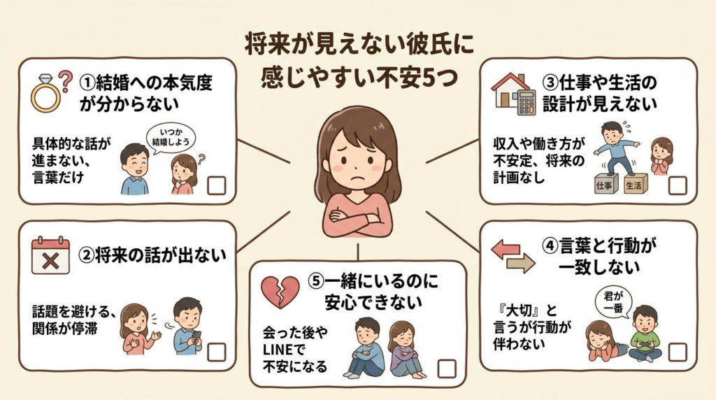 将来が見えない彼氏に感じやすい5つの不安