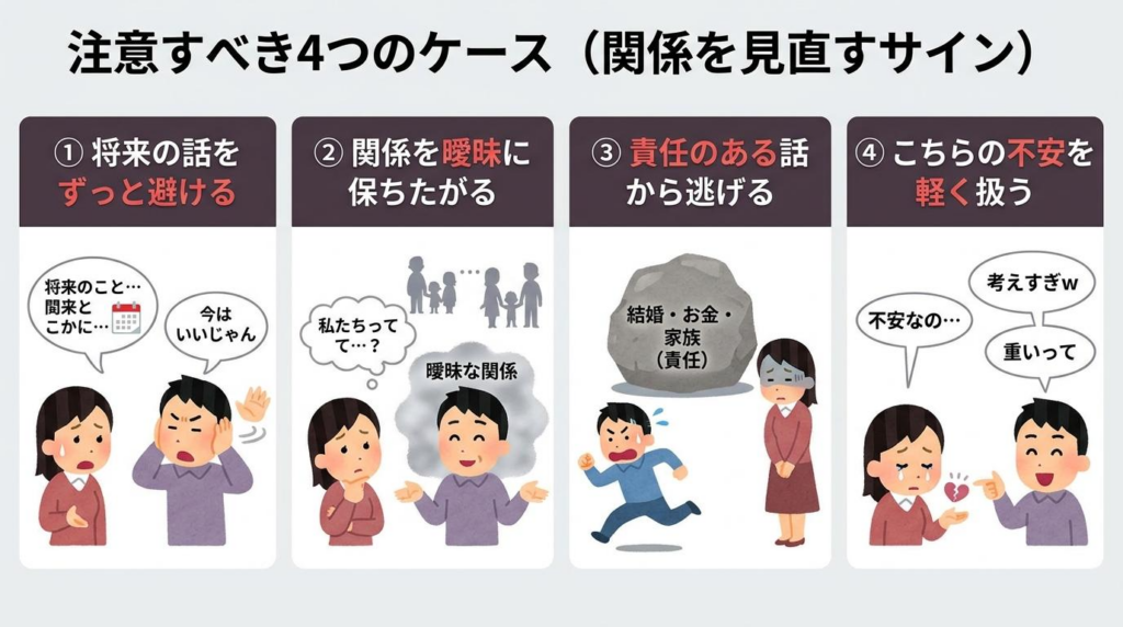 将来が見えない彼氏との関係で注意すべき4つのケース