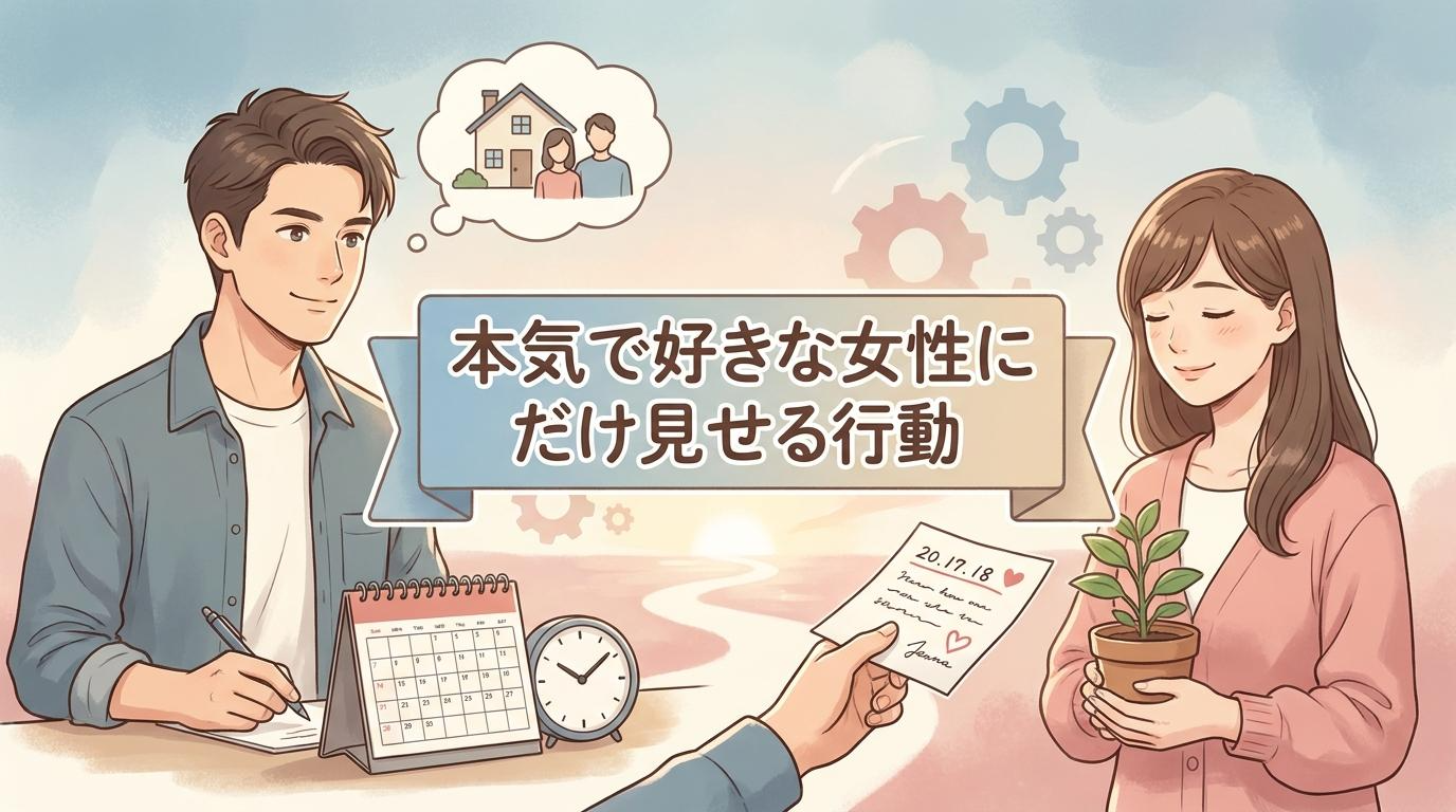 本気で好きな女性にだけ見せる男性の行動をテーマにしたアイキャッチ画像