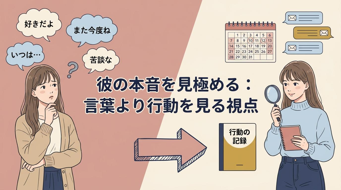 彼の本音が見えない時は言葉より行動を見る視点を解説するアイキャッチ画像