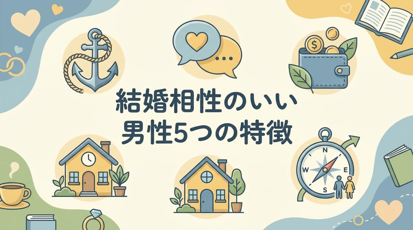結婚相性のいい男性5つの特徴を表したアイキャッチ画像